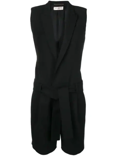 Saint Laurent Sleeveless Playsuit In 1000 Nero