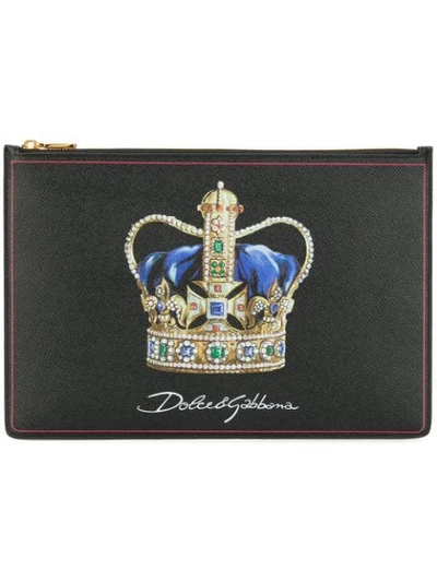 Dolce & Gabbana Crown Logo Clutch In Black