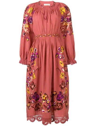 Ulla Johnson Embroidered Floral Dress In Red