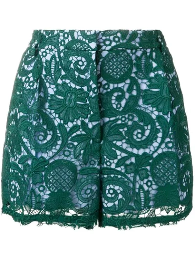 N°21 Paisley Embroidered Shorts In Green