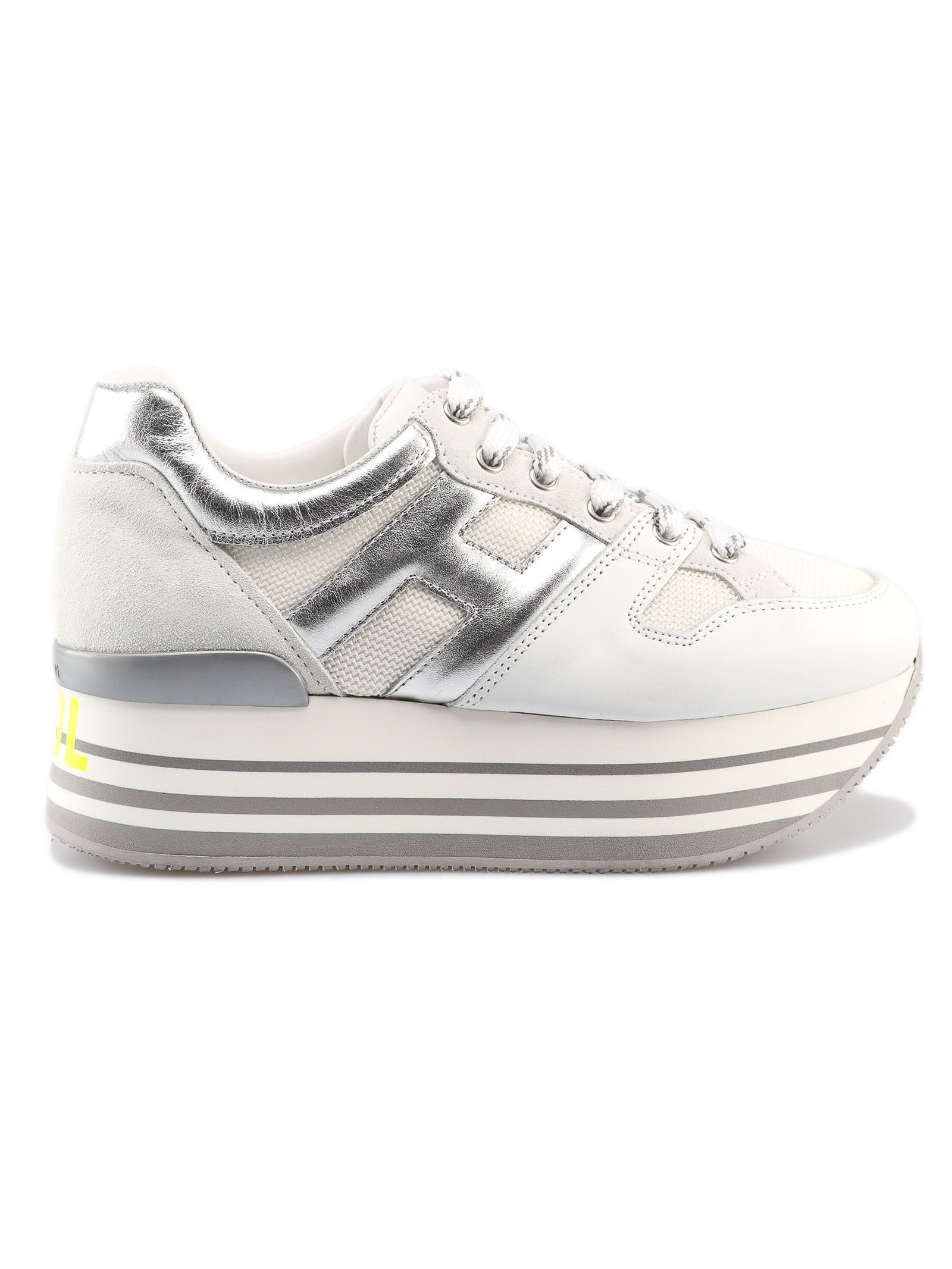 Hogan Max Stay Cool Platform Sneakers In Bianco Argento | ModeSens