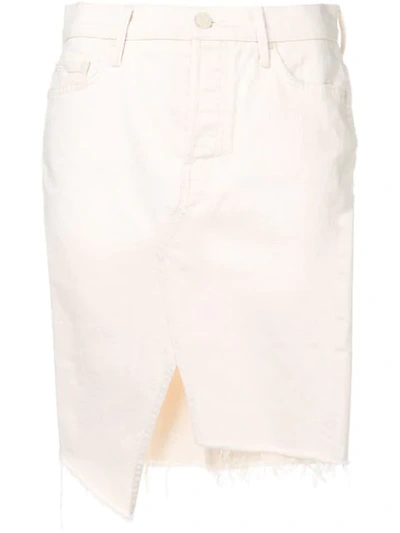 Mother The Tomcat Slide Cotton Denim Mini Skirt In White