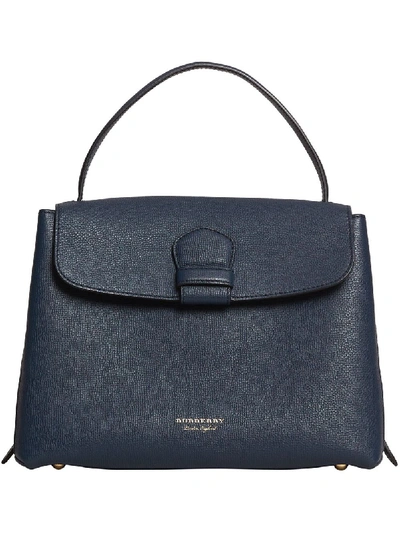 Burberry Medium Grainy Leather And House Check Tote Bag In Blue ModeSens