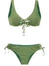 Amir Slama Lace Up Bikini Set In Green