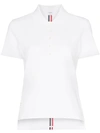 Thom Browne Signal Stripe Short Sleeve Polo Shirt In White