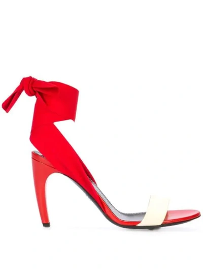 Proenza Schouler Red 90 Ankle Tie Leather Sandals