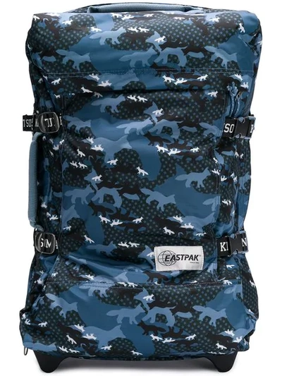 Eastpak Camouflage Print Travel Suitcase In Blue