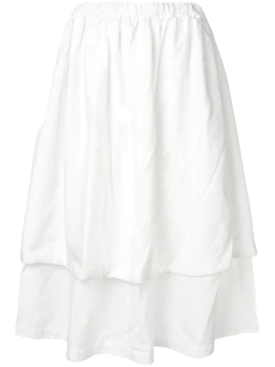 Comme Des Garçons Comme Des Garçons Layered Midi Skirt In White