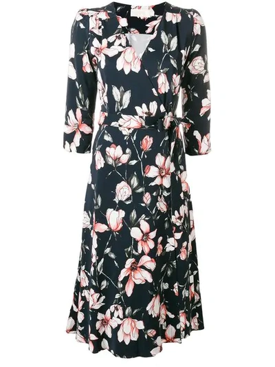 Goat Glenda Floral Wrap Dress In Blue