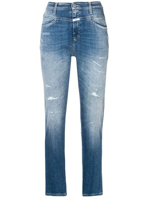 Closed Distressed Slim Fit Jeans In Blue | ModeSens