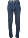 Re/done High Slim Cropped Jeans In Blue