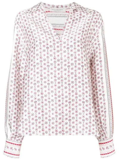 Philosophy Di Lorenzo Serafini Foulard Print Twill Blouse In White