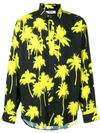 Msgm Palm Tree Print Shirt In Black