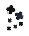Jan Leslie Men's Clover Rhodium-plated Black Onyx 6-piece Cufflinks & Shirt Stud Set
