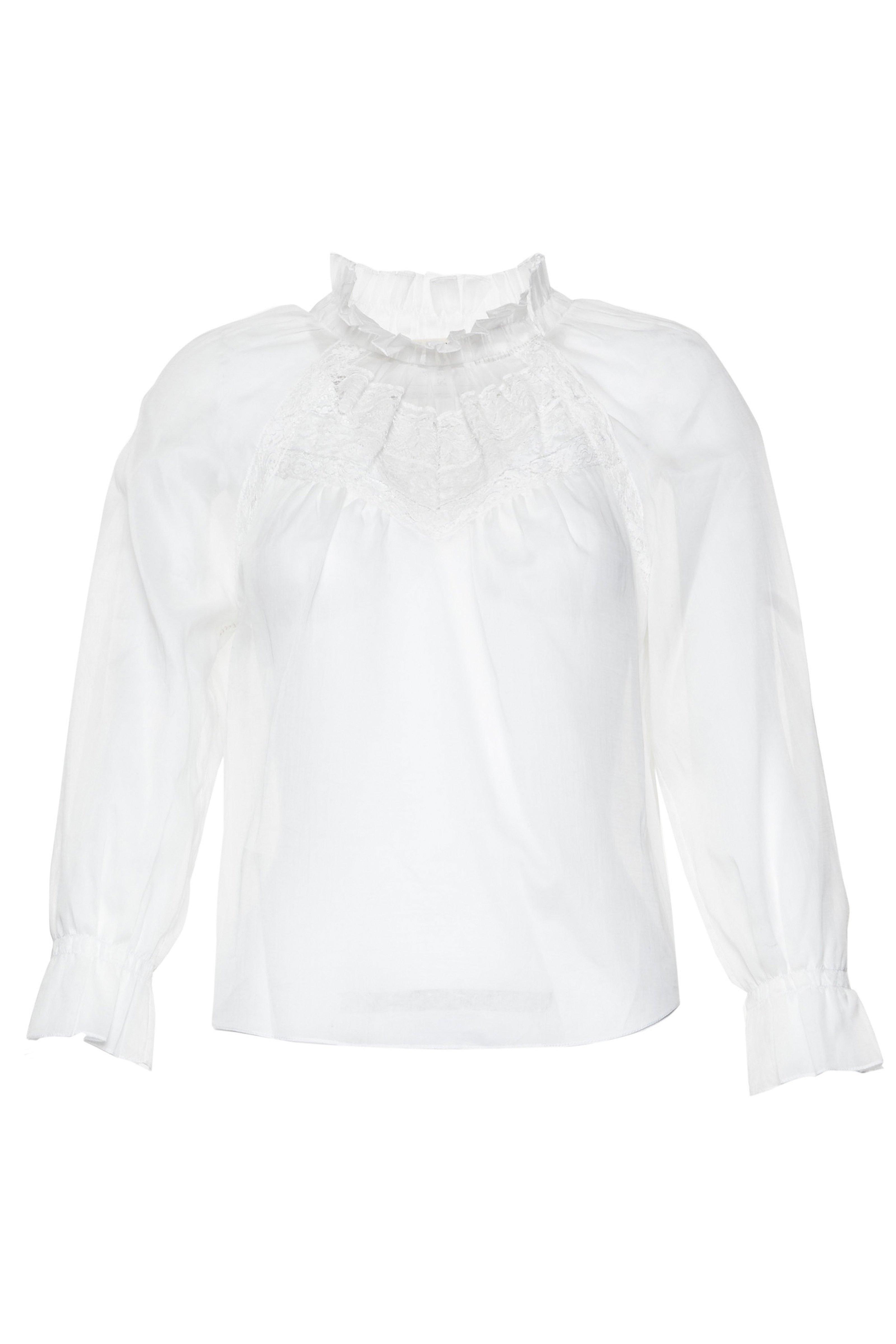 Marc Jacobs Cotton Voile Long Sleeve Blouse In White | ModeSens