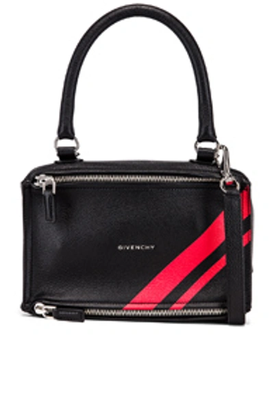 Givenchy Small Pandora Stripe Leather Satchel - Black In Black & Red