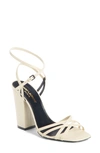 Saint Laurent Oak Crisscross Sandal In Cream Leather