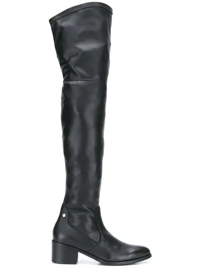 Tommy Hilfiger Thigh High Boots In Black