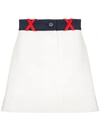 Miu Miu Technical Contrast Waist Button Down Mini Skirt - White