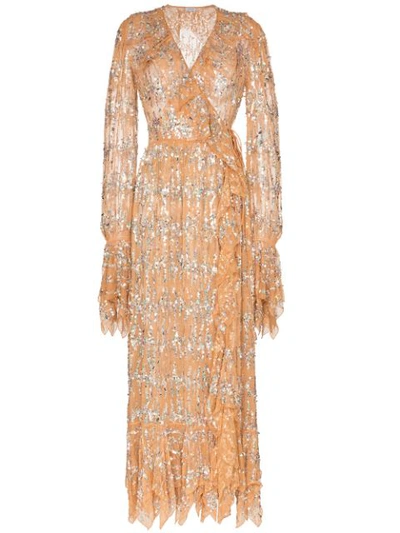 Ashish Sequin Embellished Wrap Dress - 大地色 In Neutrals