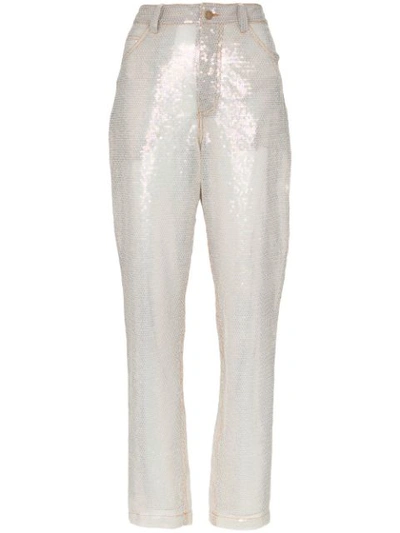 Ashish Boyfriend-jeans Mit Pailletten In Metallic