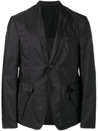 Prada Buttoned Suit Jacket In Black