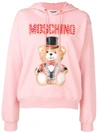 Moschino Teddy Bear Stamp Hoodie In Pink