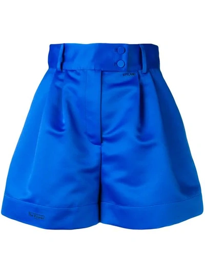 Styland Flared High-waisted Shorts In Blue