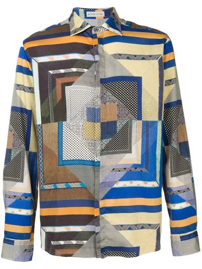 Etro Colourblock Print Shirt In Blue