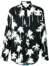 Msgm Palm Tree Print Shirt In Black