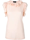 Dsquared2 Ruffle Trim Top In Neutrals