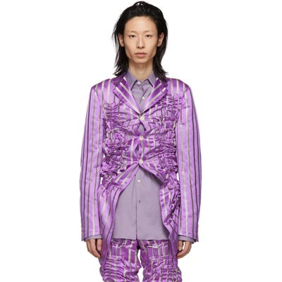 Comme Des Garçons Homme Deux Comme Des Garcons Homme Plus Purple Silk Satin Stripe Blazer In 1 Purple