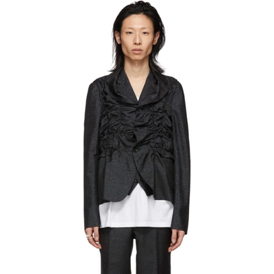 Comme Des Garçons Homme Deux Comme Des Garcons Homme Plus Black And Blue Lame Blazer In 1 Black