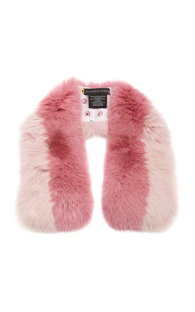 Charlotte Simone Cuddle Cuff Two-tone Fur Stole In Pink