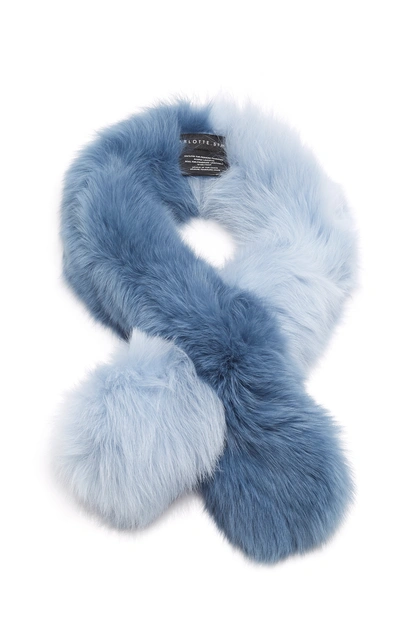 Charlotte Simone Polly Pop Two-tone Fur Scarf In Blue