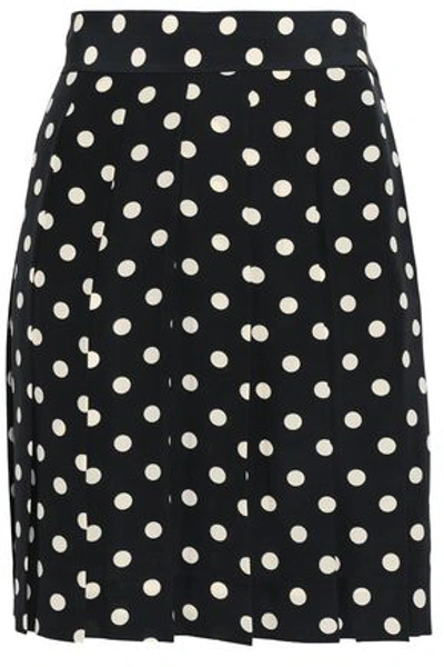 Marc Jacobs Woman Pleated Polka-dot Silk Crepe De Chine Mini Skirt Black