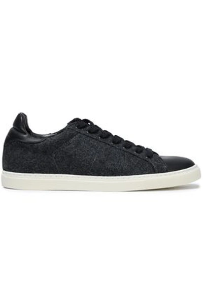 Iro Woman Staff Leather-trimmed Felt Sneakers Charcoal