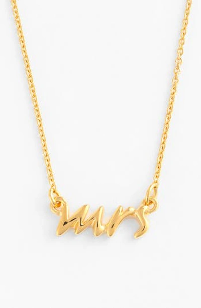 Kate Spade Necklace, 12k Gold-plated Say Yes Mrs. Pendant Necklace