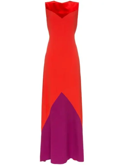 Givenchy Sleeveless Colourblocked Crepe Gown In Red
