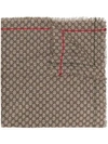 Gucci Gg Jacquard Pattern Knitted Scarf In Brown