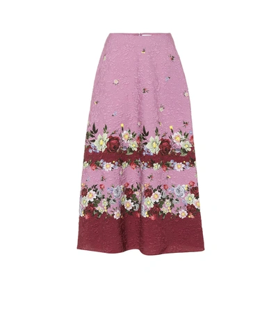 Erdem Tiana Matelassé Midi Skirt In Pink