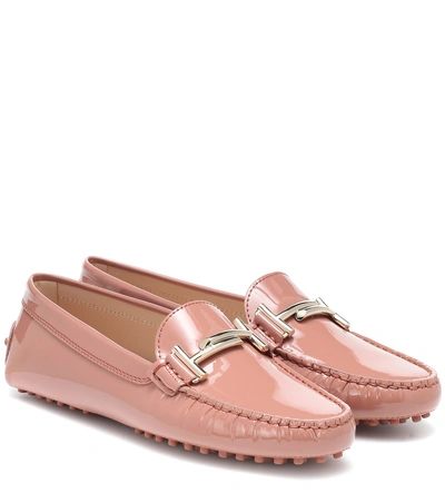 Tod's Gommino Patent Leather Loafers In Pink