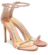 Alexandre Vauthier Carla Embellished Satin Sandals In Pale Pink