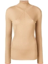 Victoria Beckham Merino Wool Slim Fit Rib Knit Sweater In Neutrals