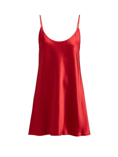 La Perla Silk-satin Slip Dress In Red