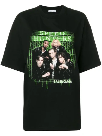 Balenciaga Speed Hunters Printed Cotton-jersey T-shirt In Black | ModeSens