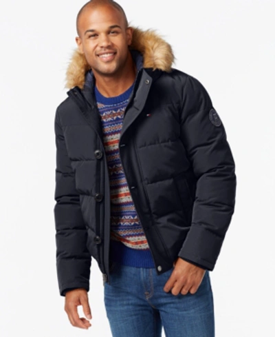 Tommy Hilfiger Short Snorkel Coat, Created For Macy's In Navy