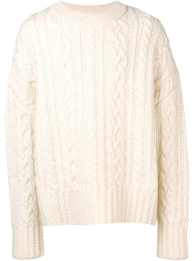 Ami Alexandre Mattiussi Cable Knit Oversize Sweater In White