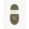 Calvin Klein Logo Cotton-blend Liner Socks In 670 Dk Olive