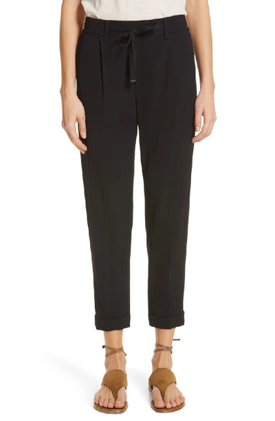 Vince Cropped Drawstring Pull-on Jogger Pants In Black